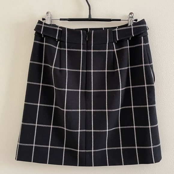LOFT Black & White Checked Skirt w/ Pockets - Picture 2 of 5
